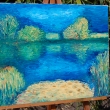 Evening pond, oil, 16 in x 20 in