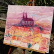 Brno Petrov church, oil, 16 in x 20 in
