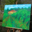 Poppies in the vineyard, oil 24 in x 30 in