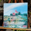 Czech church, oil, 10 in x 10 in